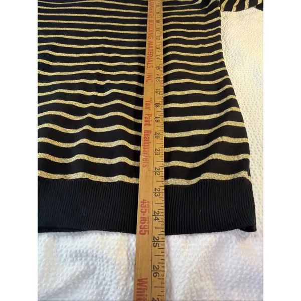 Lauren Ralph Lauren black gold metallic striped ribbed turtleneck S - Image 11