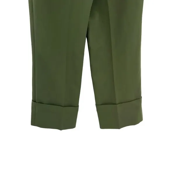 Zara Pants Trousers Straight Leg Turned Up Cuff Green Size Medium‎ - Image 10