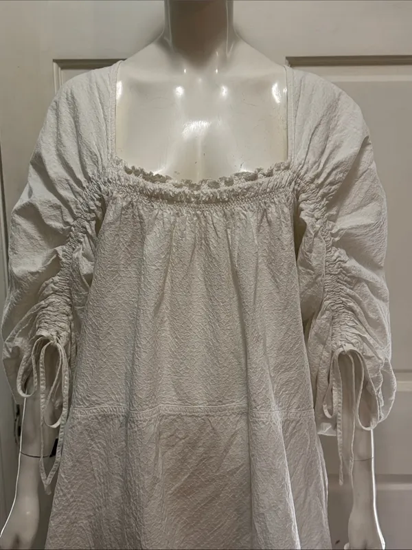 Free People Brynn BohoToo White Textured Long Sleeve Tunic/Blouse S M - Image 5