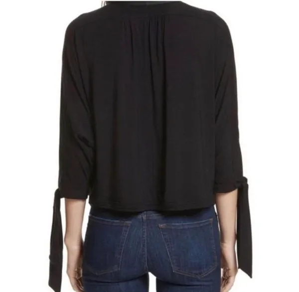 Free People Black Twist-Front Blouse - Image 4
