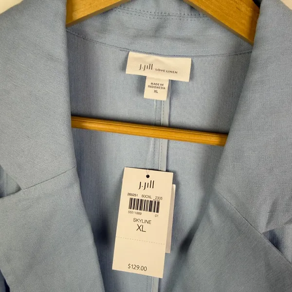 NWT J Jill Love‎ Linen Skyline Blue Blazer Jacket Size XL Coastal Office Capsule - Image 6