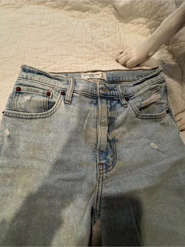 Light Blue Distressed Women's Jeans Abercrombie high rise 25s - Image 2