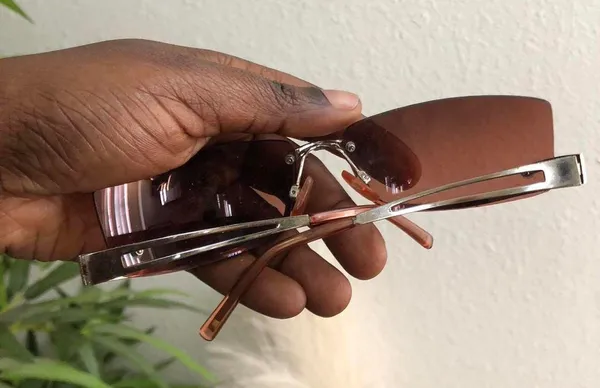 Vintage Y2K Unisex Upside Down Brown silver sunglasses - Image 3