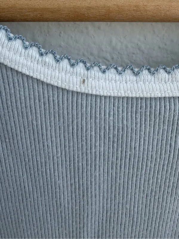 Brandy Melville light Blue Ribbed Contrast Trim Tank Top 100% Cotton - Image 8