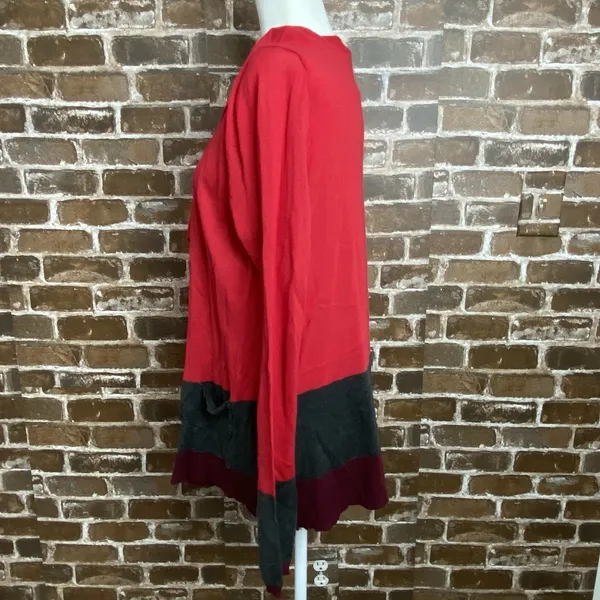 Vtg Attention Womens Red Color Block Light Weight Cardigan No Buttons Size XL - Image 4