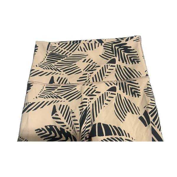 Aerie Beige Black Leaf Print High Rise Leggings Ankle Women's Sz Small Athletic - Image 2