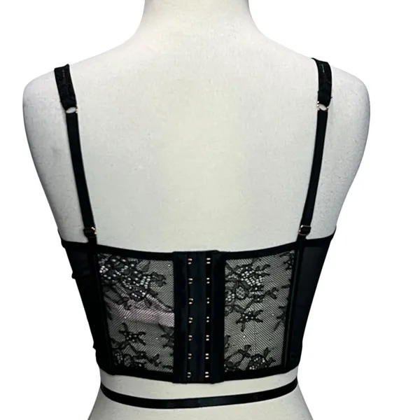 Victorias Secret Dream Angels Corset Top Womens M Black Unlined Lace Up Romantic - Image 3