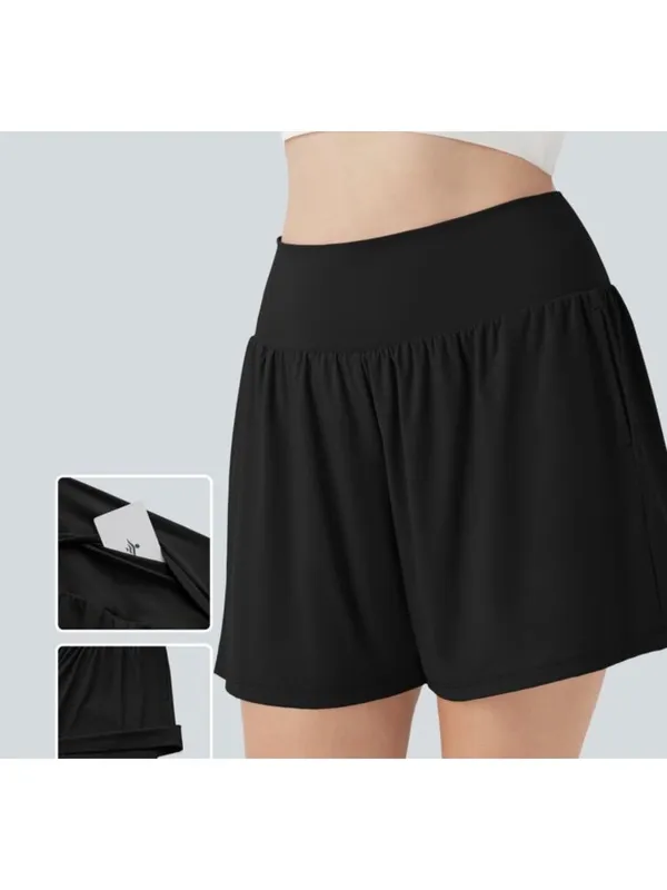 Halara L long Womens High-Waist Black Athletic Shorts With Built-In Shorts Size - Image 2