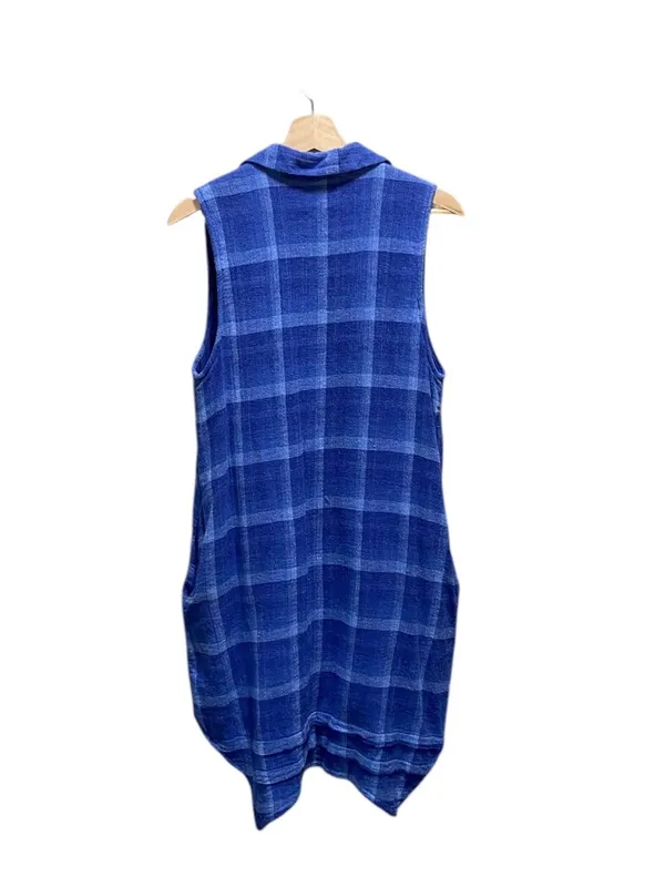 Anthropologie Isabella Sinclair Tillie Linen Plaid Dress Blue Size M Cottagecore - Image 11