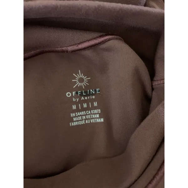Offline By Aerie Brown‎ Mock Neck Long Sleeve Fitted Top Soft Stretch M - Image 3