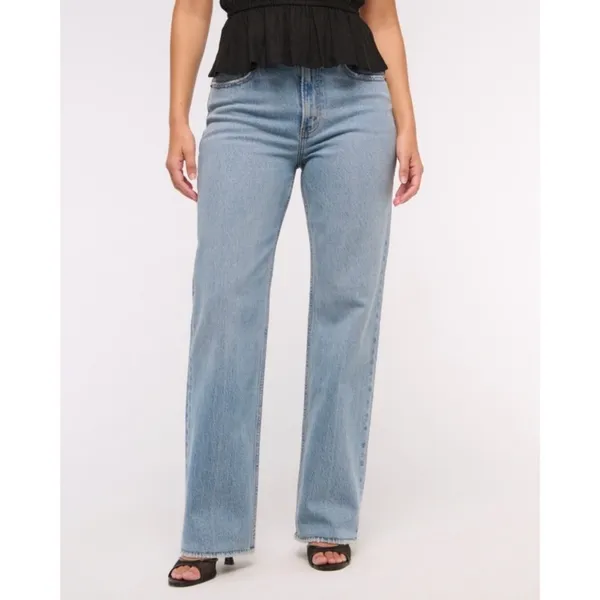 Abercrombie & Fitch Curve Love High Rise 90s Relaxed Jean in medium, size 23" - Image 3