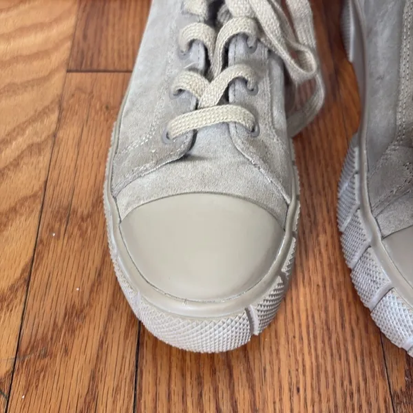Zara Taupe Suede Faux Fur Trim High Top Platform Sneakers EU 39 US 8 Chunky‎ - Image 3