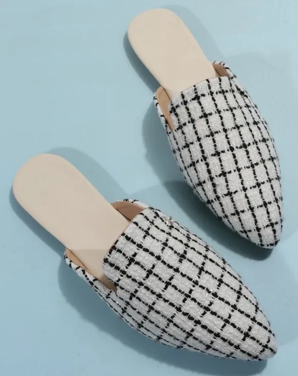 SheIn PU Leather Gold Pointed Toe Flat Mule Shoes - Image 3