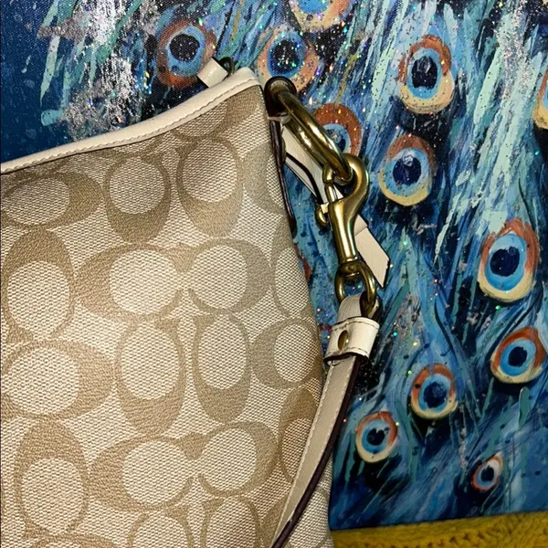 Coach Beige Signature Monogram Coated Canvas Crossbody/ Shoulder Bag - Image 7