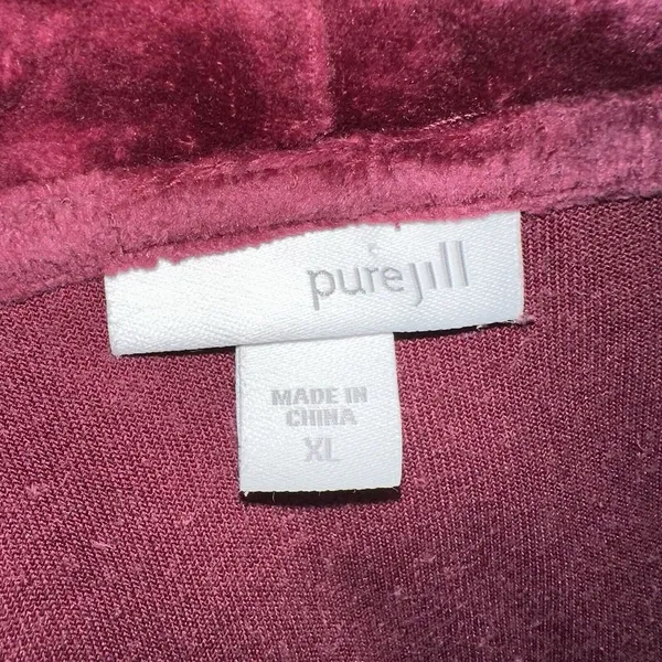 J. Jill Pure Jill Burgundy Velvet Velour‎ Long Sleeve Size XL Cowl neck Tunic - Image 3
