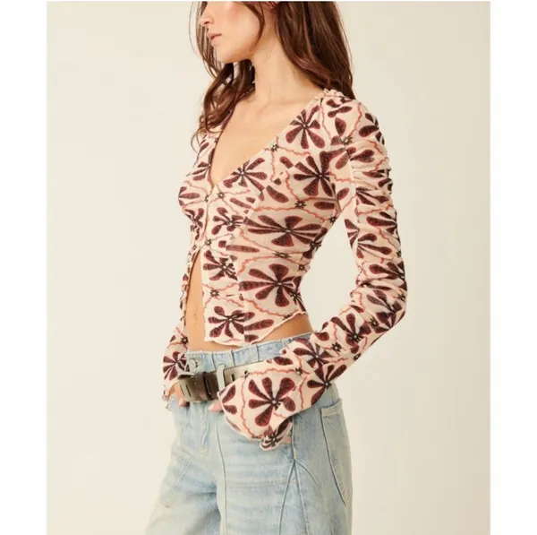 Free People Through The Meadow Top in White Sand Combo - Image 2