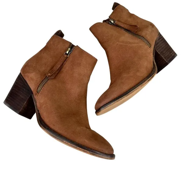 Blondo Waterproof Leather Booties Brown 8.5M Double Zipper - Image 3