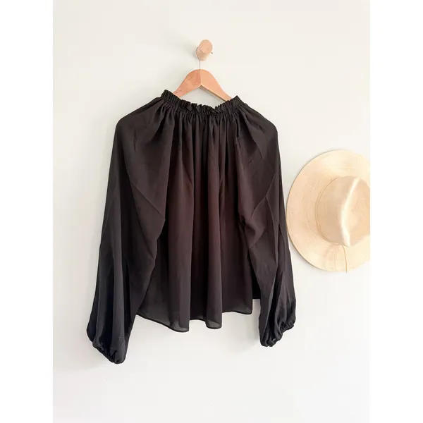 Madewell | NWT Tie Neck Blouse Black‎ Long Sleeve Top | Sz L - Image 10