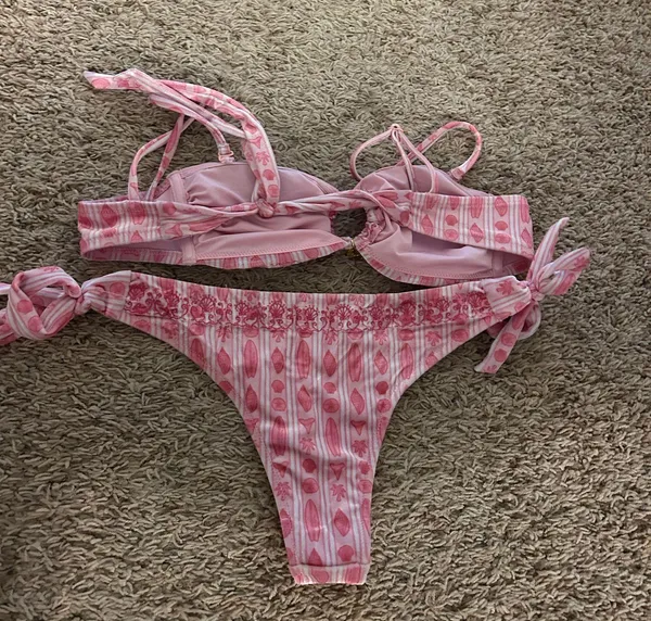 Pink Palm Puff Sakura Lila bottoms and Isla top set - Image 5