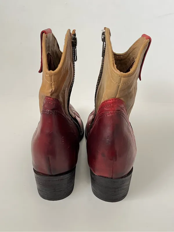 MIA Vintage Y2K Western Leather Cowboy Ankle Cowboy Boots Booties Size 6.5 Red - Image 4