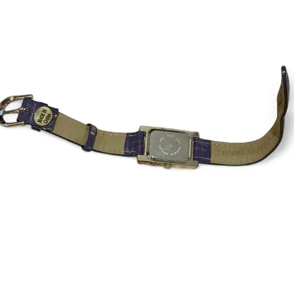Vintage rectangle‎ quartz watch purple crocodile pattern leather rhinestone - Image 3