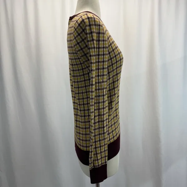 Ann Taylor Plaid Long Sleeve Cardigan S Academia Preppy Fall Vtg Retro Office - Image 5