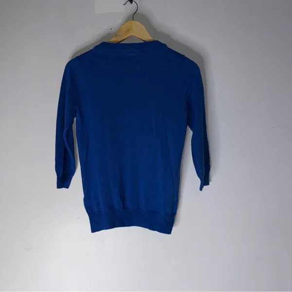 J‎ Crew Merino Wool 3/4 Sleev Sweater Royal Blue Small - Image 2