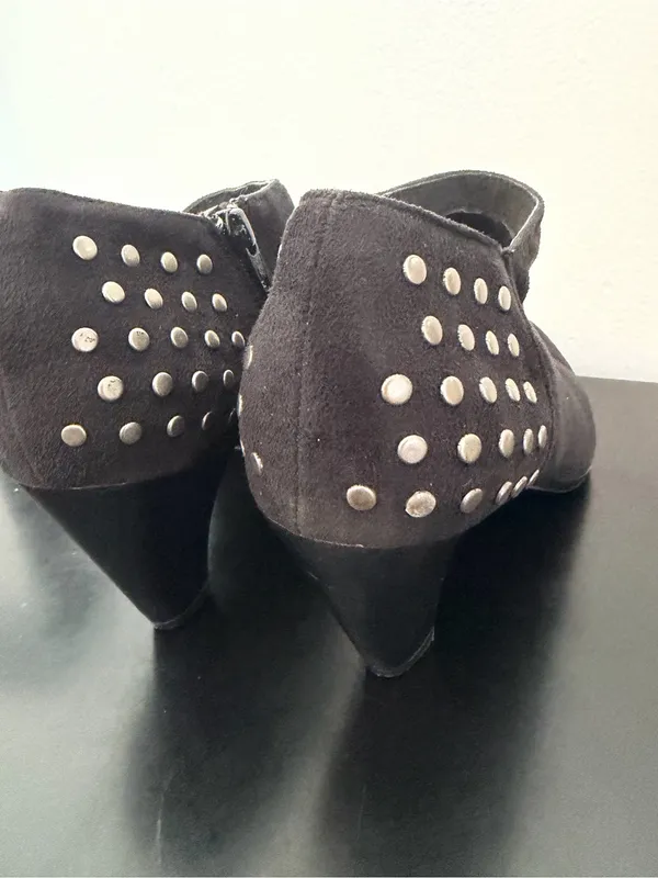 Laura Ashley Faux Suede Ankle Boots with Silver Studs Lafindon 9 Whimsigoth - Image 4