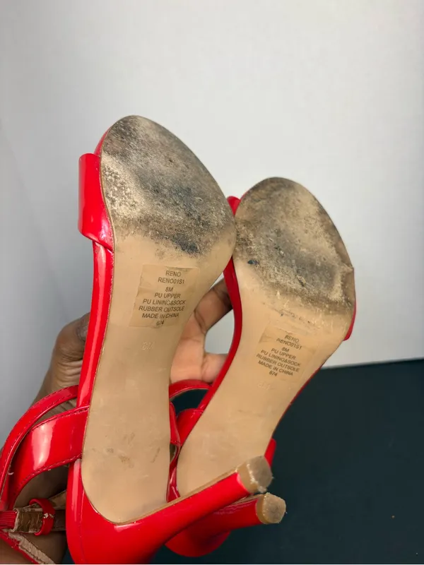 Steve Madden Red Patent Stiletto Ankle-Strap Sandals - Image 6