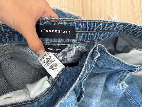 Aeropostale Men’s Large Baggy Denim Jorts Medium Wash 90s Relaxed Cargo - Image 3