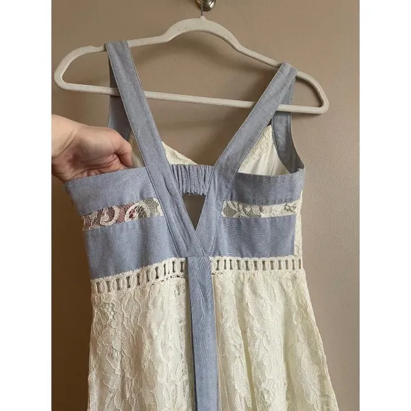 Altar’d State Cream Blue Lace Dress Sz‎ Small - Image 11