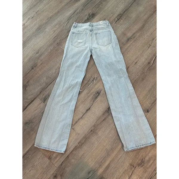 Altar'd State High Rise‎ Straight Jeans Light Wash Distressed 25 - Image 4
