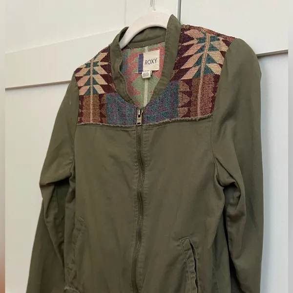 XS Distressed Olive Bomber Jacket - Image 3