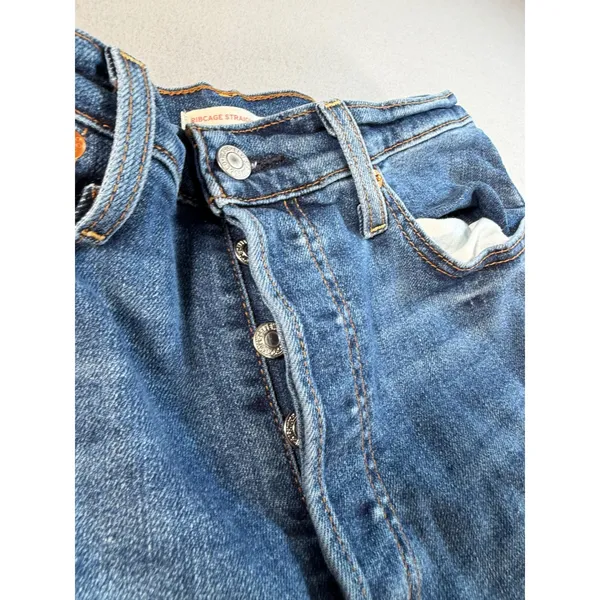 Levis Ribcage Straight Ankle Jeans Blue High Rise Button Fly Denim VTH - Image 7