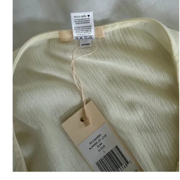Eberly Ivory Crochet Lace Cover‎ Up L Boho Beach Cottagecore Sheer Ruffle Tunic - Image 3