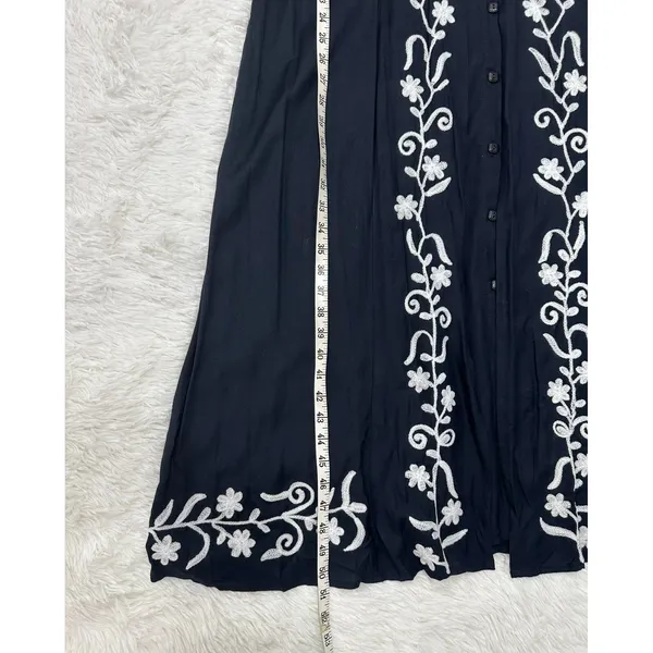 Marisol Women's Size-XL Midi Dress‎ Embroidered Dark Blue Rayon - Image 7