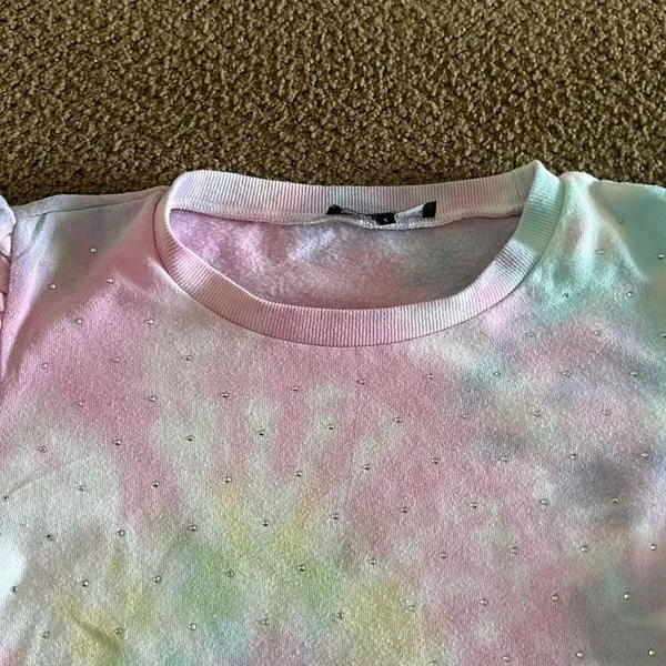 Generation Love Women’s Rainbow Tie Dye Puffy Sleeve Sweatshirt and Sweatpants - Image 2