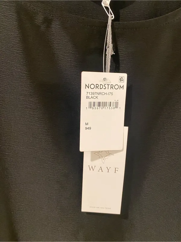 NWT - WAYF Black Satin Lace-Trim Long Sleeve Crop Top Size Medium - Image 4