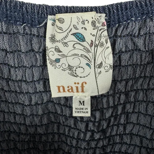 Naif Navy Blue Smocked Flutter Sleeve Mini Dress Womens Size‎ M Boho Scoop Neck - Image 4