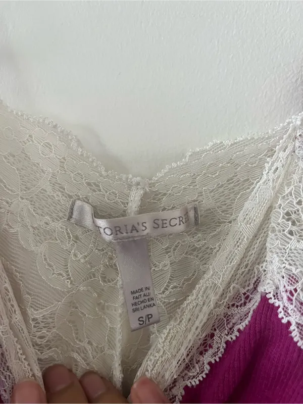 Y2K Victoria's Secret Pink White Lace Cami Tank Top Small Dainty Romantic - Image 5
