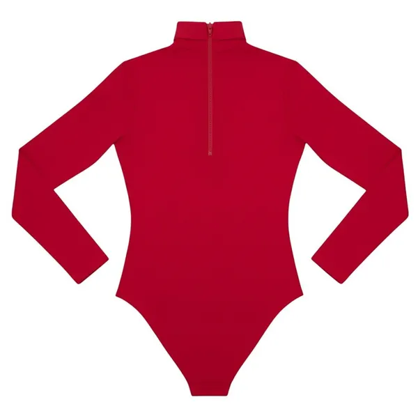 Body Wrappers Adult S Red Turtleneck Leotard Cheer Snap Crotch Zip Back - Image 4