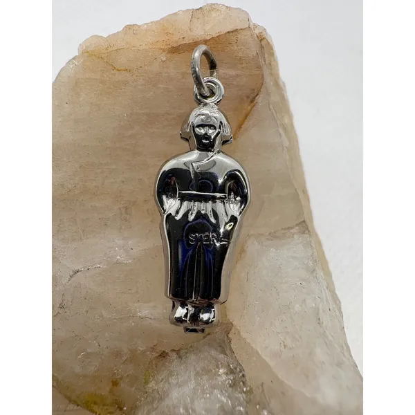 Vintage Dutch Boy Charm Pendant Silver Tone Rhodium Plated Marked Sterling 1.52g - Image 2