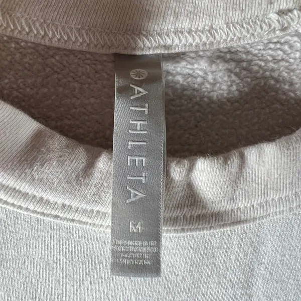 942 | Athleta Do‎ With Less Embossed Graphic Raglan Sweatshirt White Women M - Image 3