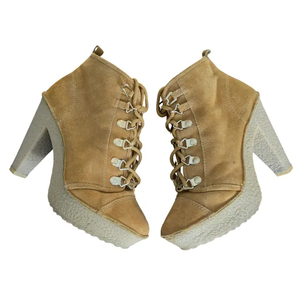 Michael‎ Kors Tan Chestnut Suede Lace Up Chunky Heel Ankle Boots Women 6M Y2k - Image 3