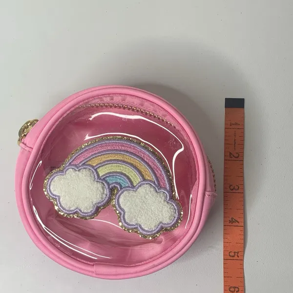 Stoney Clover Lane X Target Rainbow Patch Mini Circle Pouch Pink Zip Round - Image 5