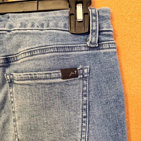 Jen7 By 7 For All Mankind Ankle Straight Jeans Raw Fray Hem Contrast Denim SZ 2 - Image 13