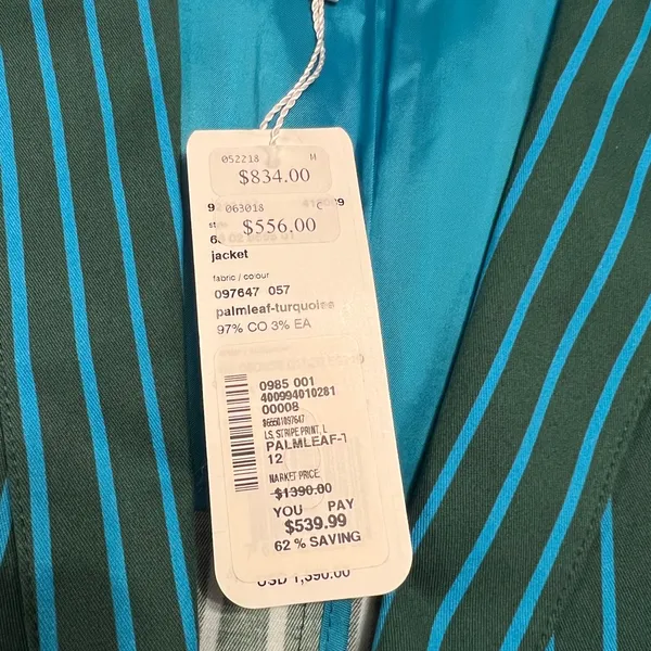 Akris $1390 MSRP Green and Blue Striped Blazer Jacket - Image 5