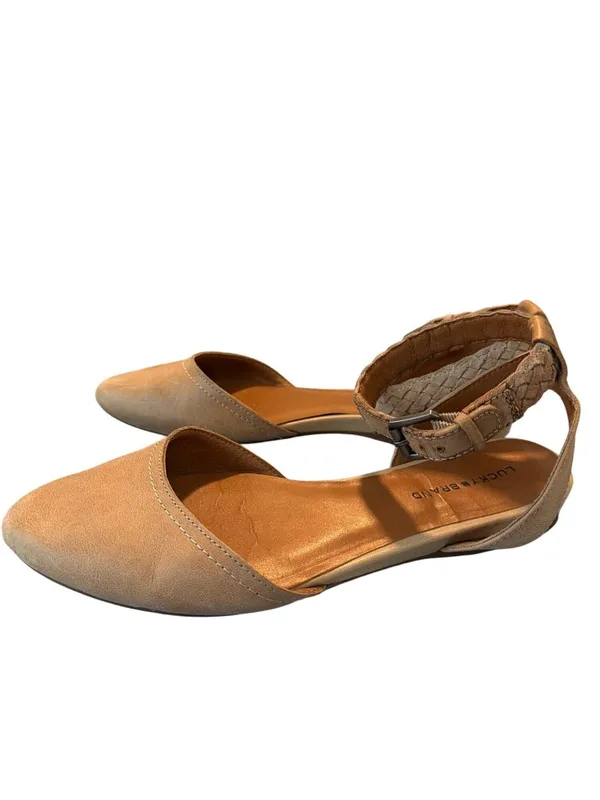 Lucky Brand Causia Sandals Brown Tan Leather Ankle Strap Braided Buckle Size 7.5 - Image 2