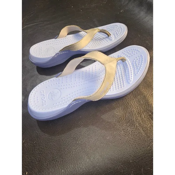 Crocs Womens Blue Thong‎ Sandals 7 - Image 4