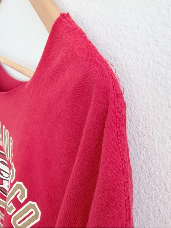 San Francisco 49ers Red Off-the-Shoulder NFL Football Tee - Image 7
